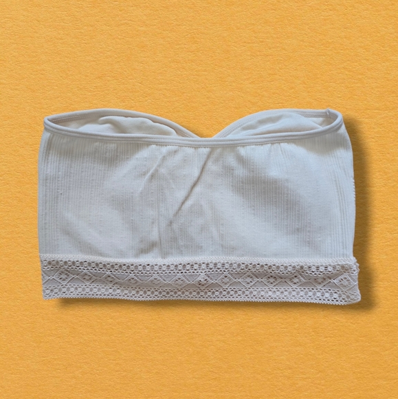 Lucky Brand Women's Seamless Lace Strapless Bandeau Bra Cream - Picture 6 of 12